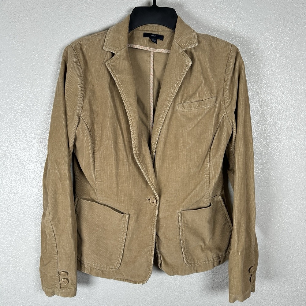 Gap Blazer Womens Small Khaki Tan Corduroy Jacket Y2K VTG Vintage Academia